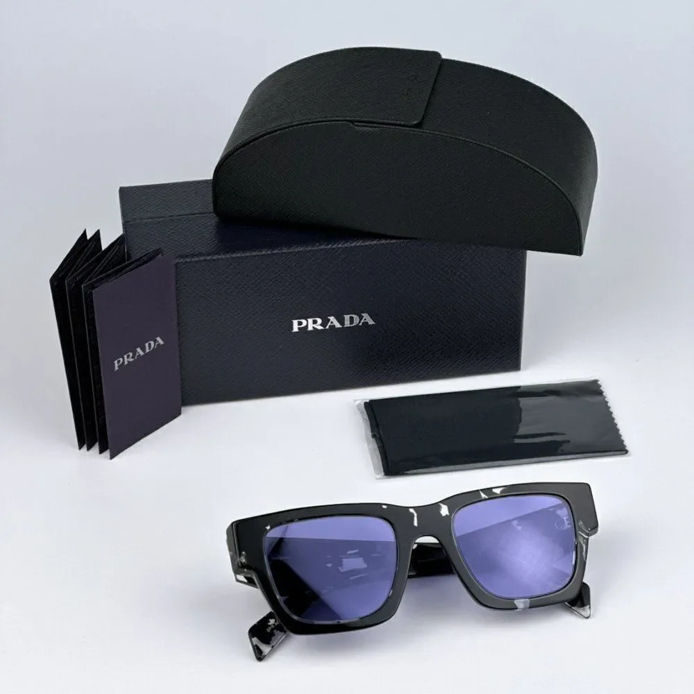 NEW Prada PRA06S 15O50B Tortoise Black Violet Mirror Square Unisex Sunglasses